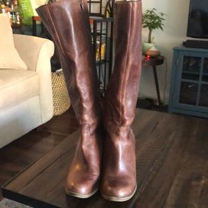 Stacked heel, Lucky Brand, distressed boots